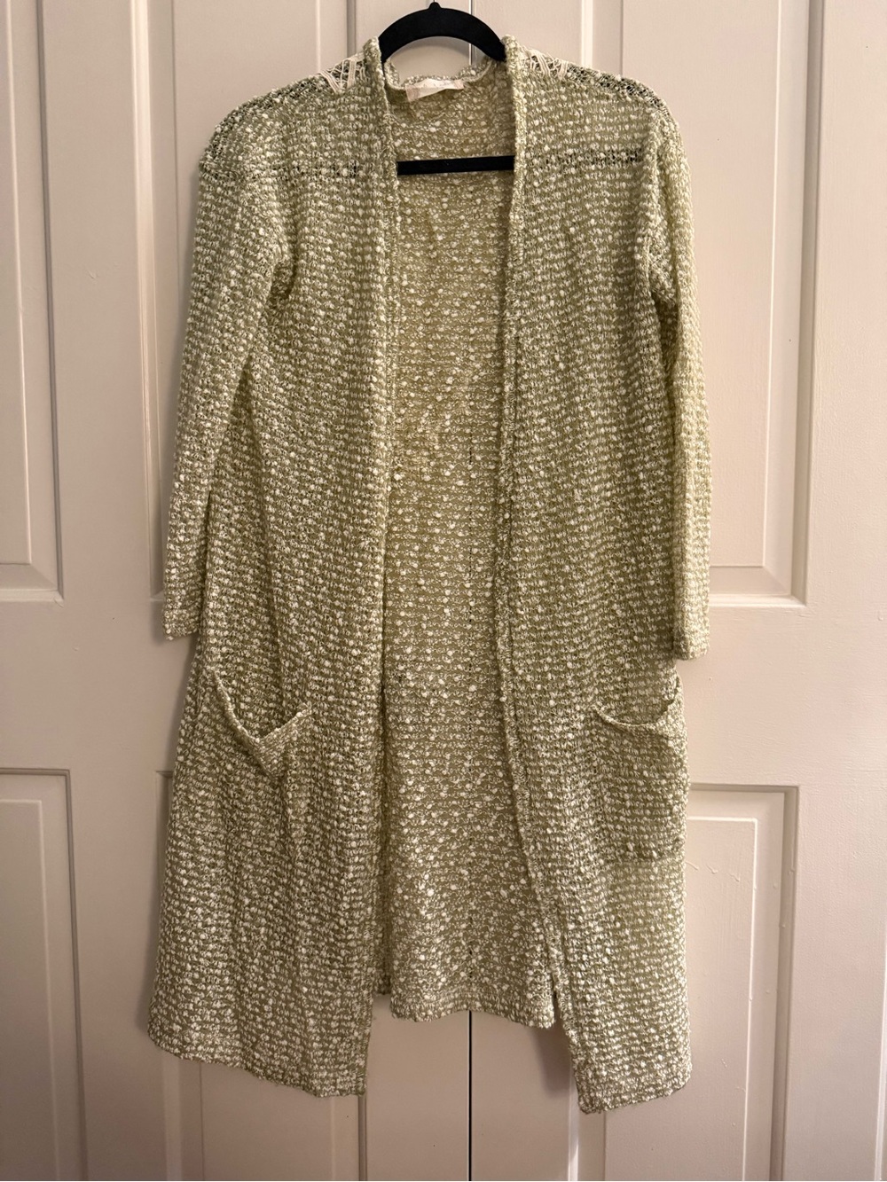 Altar'd State Olive Sage Textured Popcorn cardigan Knit Sweater with pockets